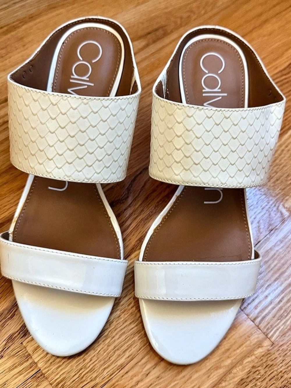 Calvin Klein Cecilia Textured Heels in White US 8.5